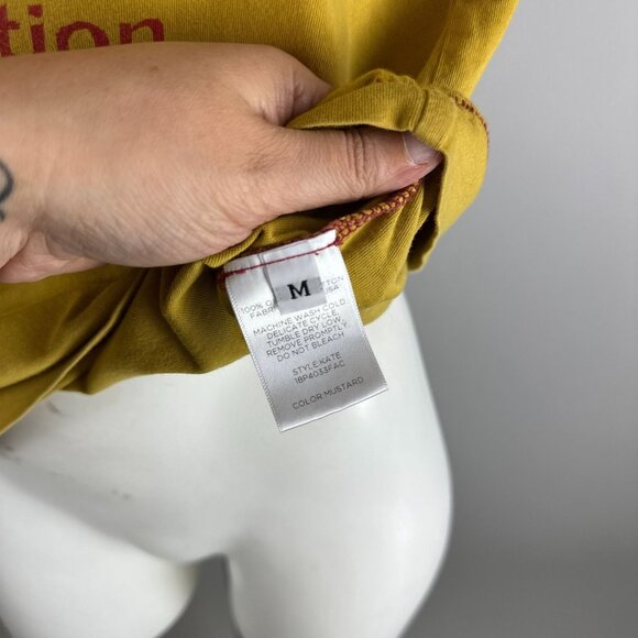 Land of Distraction Mustard Yellow Kate Print T-Shirt Graphic Womens Size Medium - Picture 3 of 5